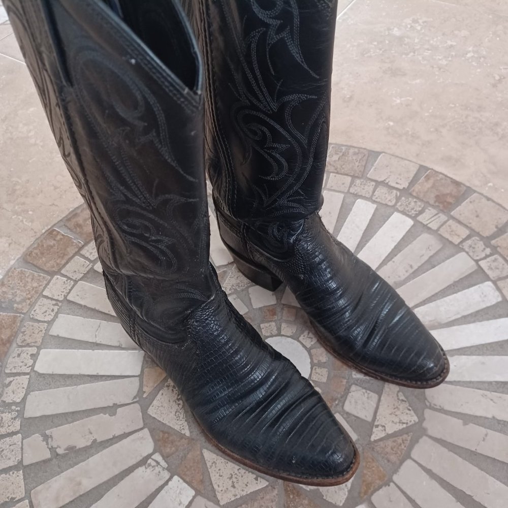 Dan Post Women's Black Lizard Western Boots Sz 5